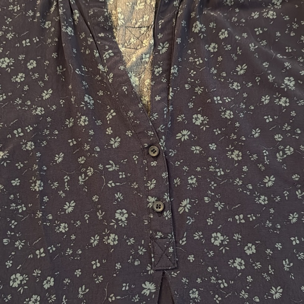 Treasure & Bond Blue Floral Long Sleeve Button Front Blouse Medium - Picture 3 of 9